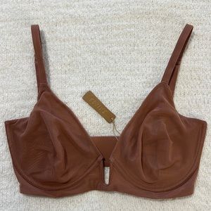 SKIMS power mesh plunge bra in rose clay